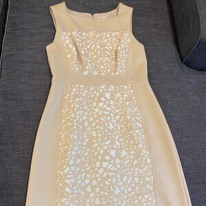 Julia Jordan Tan & White Sleeveless Bodycon Dress, Size 4